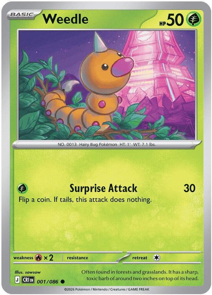 Weedle 001/086 (ME04: Chaos Rising) 