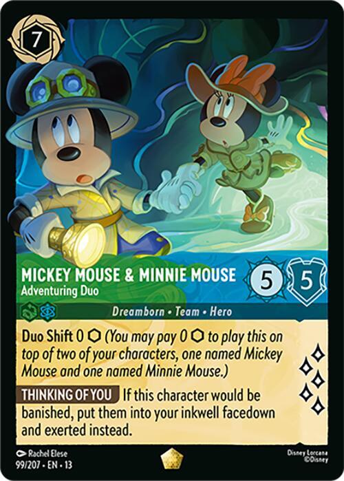 Mickey Mouse and Minnie Mouse, Adventuring Duo 99/204 (Attack of the Vine!)  - Cold Foil