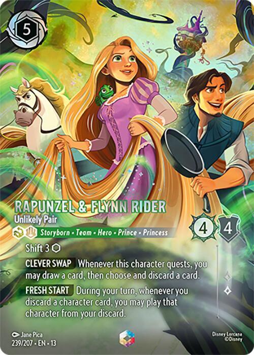 Rapunzel and Flynn Rider, Unlikely Pair Enchanted 239/204 (Attack of the Vine!)  - Holofoil