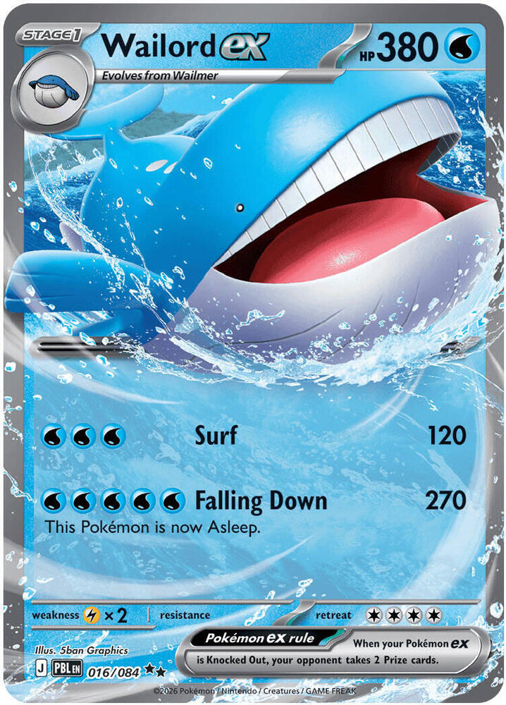 Wailord ex 016 084 016/084 (ME05: Pitch Black)  - Holofoil