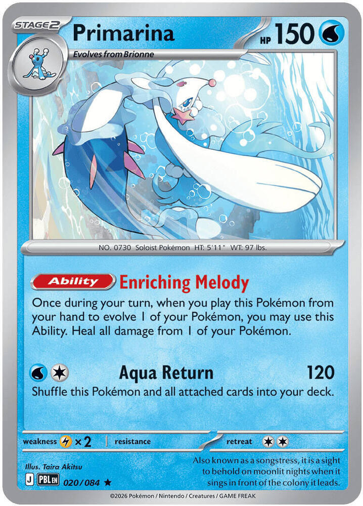 Primarina 020 084 020/084 (ME05: Pitch Black)  - Holofoil