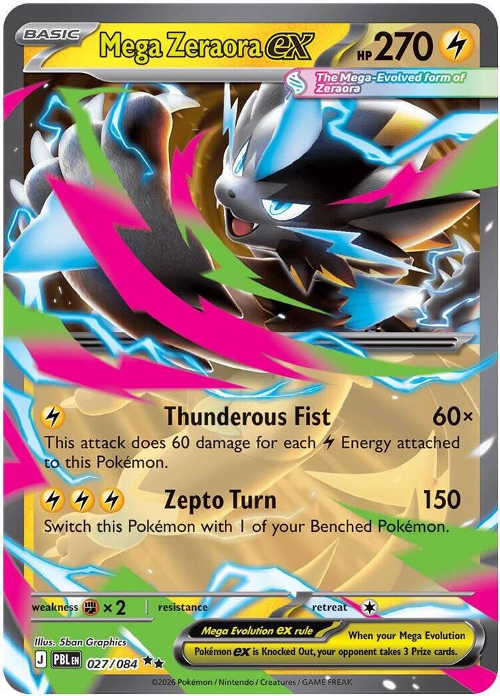 Mega Zeraora ex 027 084 027/084 (ME05: Pitch Black)  - Holofoil