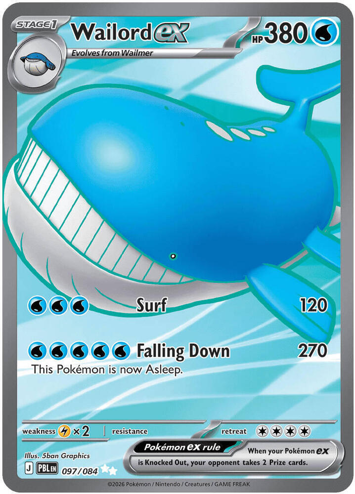 Wailord ex 097 084 097/084 (ME05: Pitch Black)  - Holofoil