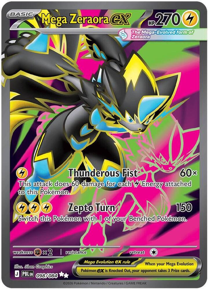 Mega Zeraora ex 098 084 098/084 (ME05: Pitch Black)  - Holofoil