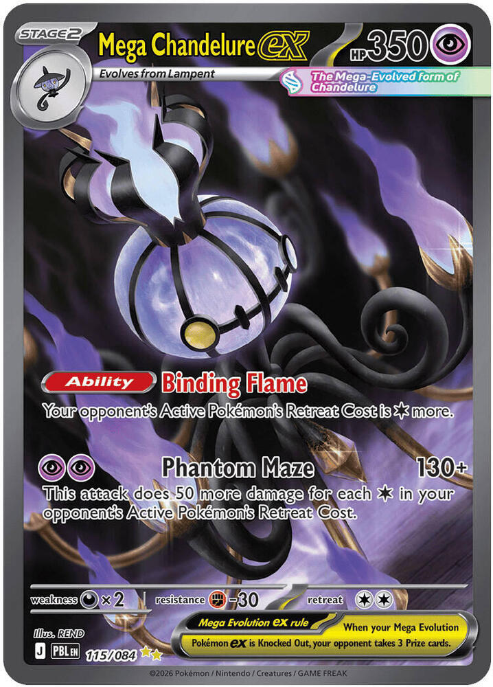 Mega Chandelure ex 115 084 115/084 (ME05: Pitch Black)  - Holofoil