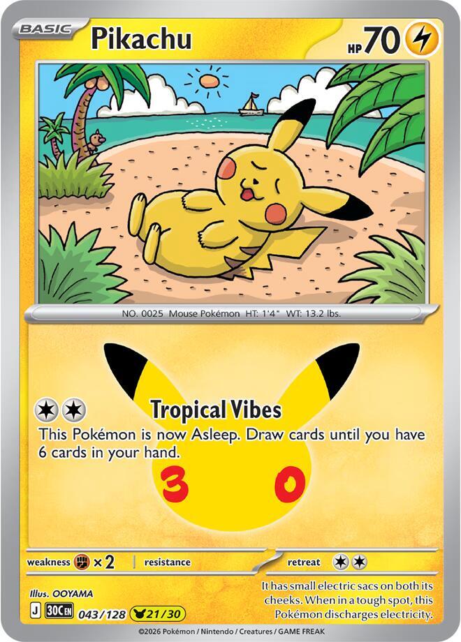 Pikachu 043/128 (ME: 30th Celebration)  - Holofoil