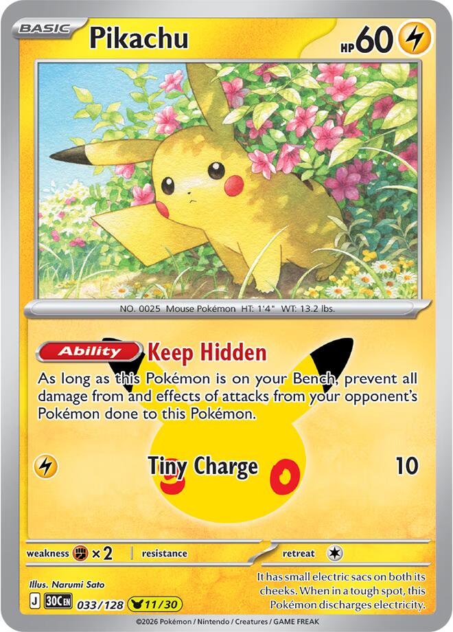 Pikachu 033/128 (ME: 30th Celebration)  - Holofoil