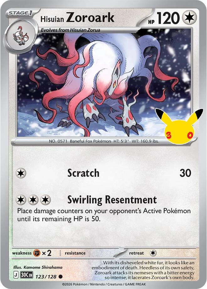 Hisuian Zoroark 123/128 (ME: 30th Celebration)  - Holofoil