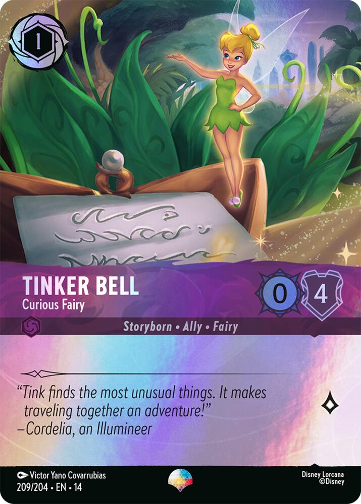 Tinker Bell, Curious Fairy 209/204 (Hyperia City)  - Rainbow Holofoil
