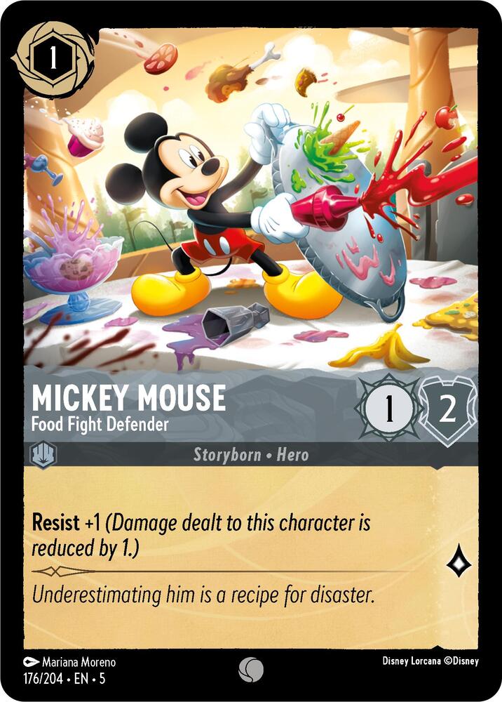 Mickey Mouse, Food Fight Defender 176/204 (Shimmering Skies)  - Cold Foil