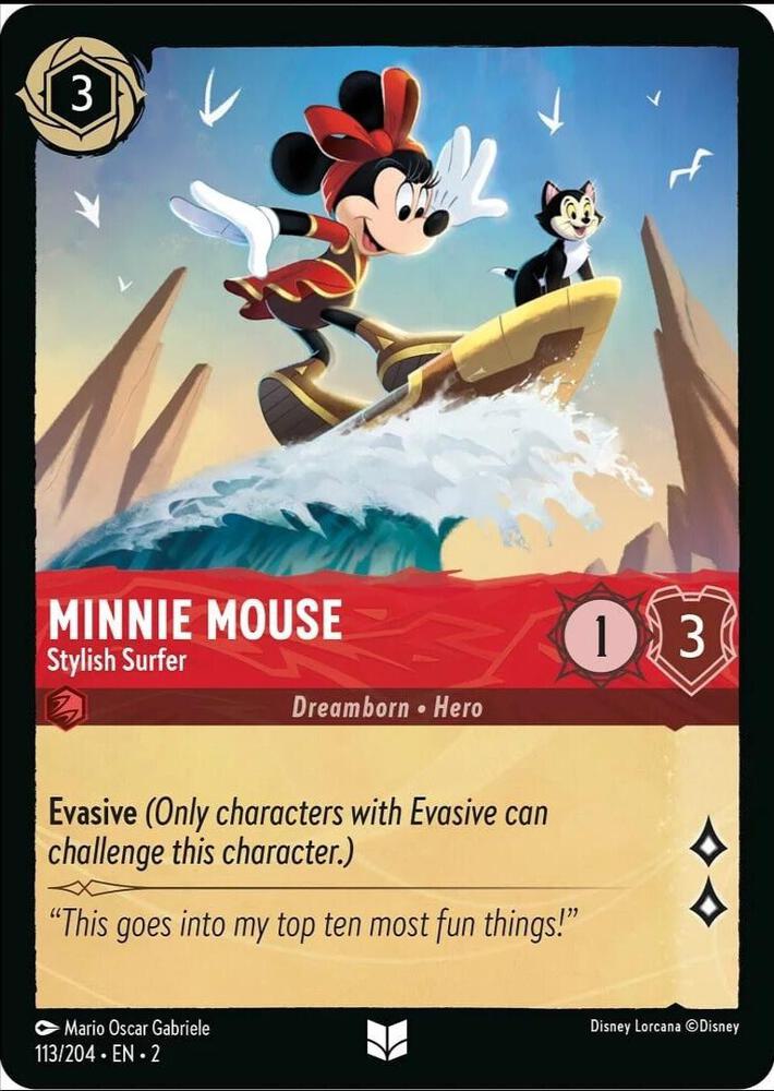 Minnie Mouse, Stylish Surfer 113/204 (Rise of the Floodborn) 