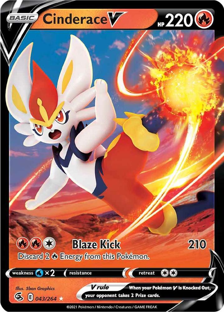 Cinderace V 043/264 (SWSH08: Fusion Strike)  - Holofoil