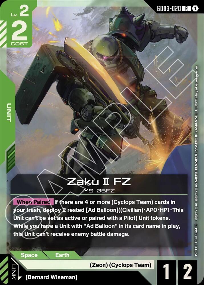 Zaku II FZ GD03 Release Event GD03-020 (Gundam Promotional Cards)  - Holofoil
