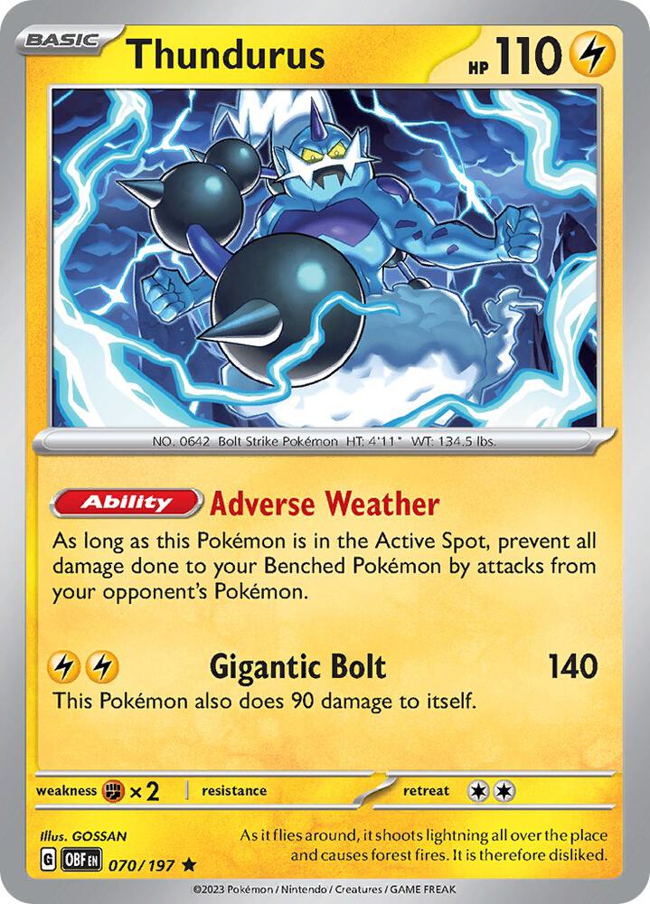 Thundurus 070/197 (SV03: Obsidian Flames)  - Holofoil