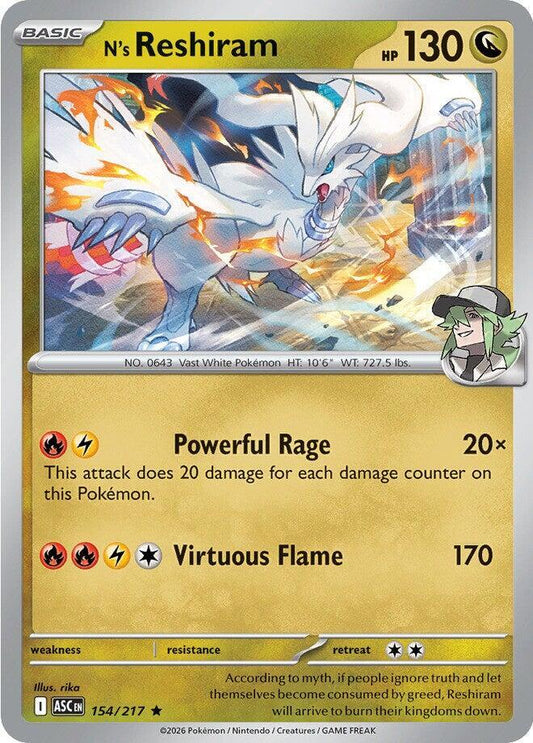 N's Reshiram 154/217 (ME: Ascended Heroes)  - Holofoil