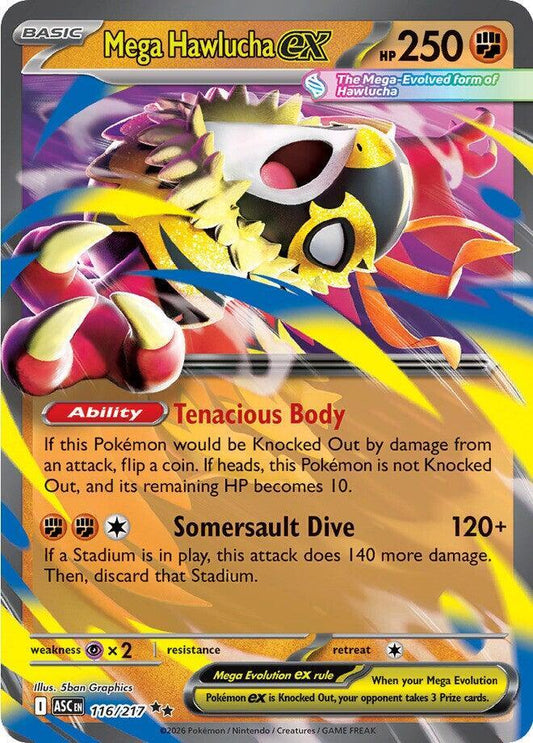 Mega Hawlucha ex 116/217 (ME: Ascended Heroes)  - Holofoil