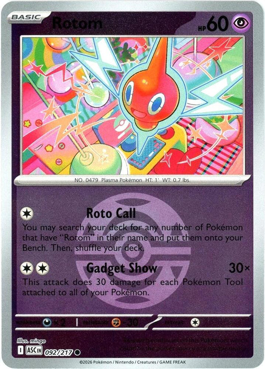 Rotom 092/217 (ME: Ascended Heroes)  - Dusk Ball Holofoil