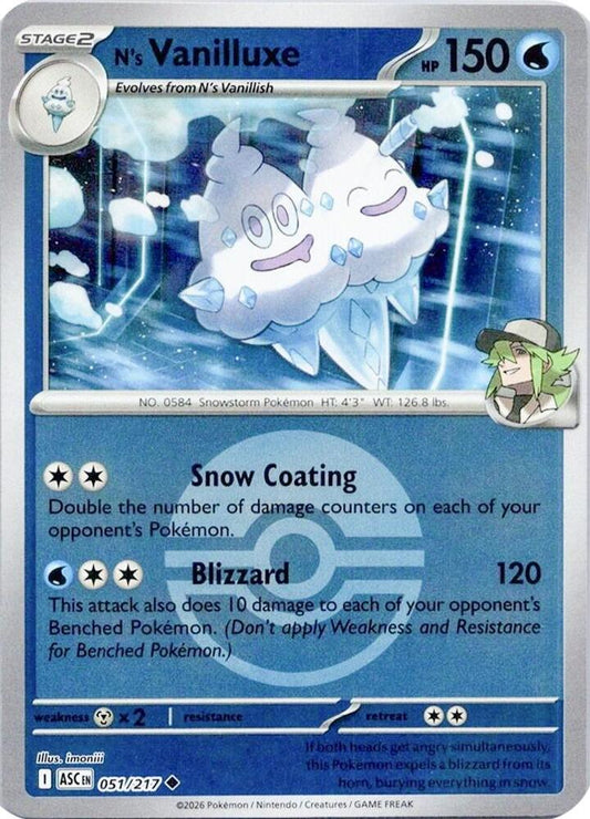 N's Vanilluxe 051/217 (ME: Ascended Heroes)  - Poke Ball Holofoil
