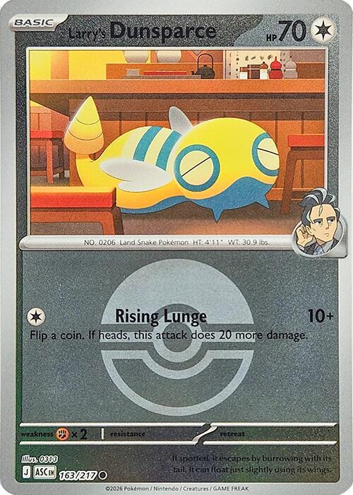 Larry's Dunsparce 163/217 (ME: Ascended Heroes)  - Poke Ball Holofoil