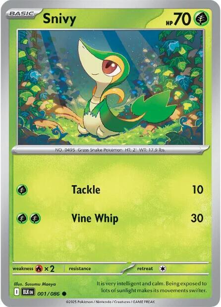 Snivy 001/086 (SV: Black Bolt)  - Holofoil