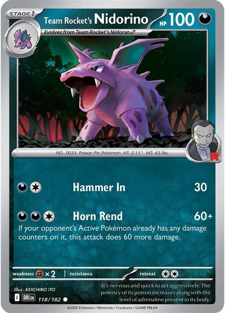 Team Rocket's Nidorino 118/182 (SV10: Destined Rivals) 