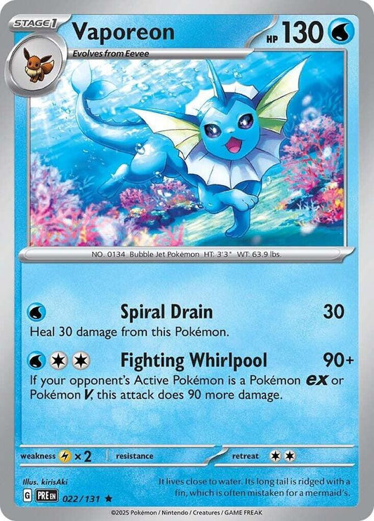 Vaporeon 022/131 (SV: Prismatic Evolutions)  - Holofoil