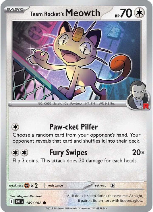 Team Rocket's Meowth 149/182 (SV10: Destined Rivals) 