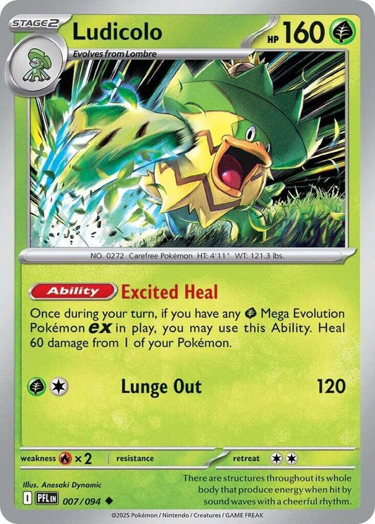 Ludicolo 007/094 (ME02: Phantasmal Flames)  - Reverse Holofoil