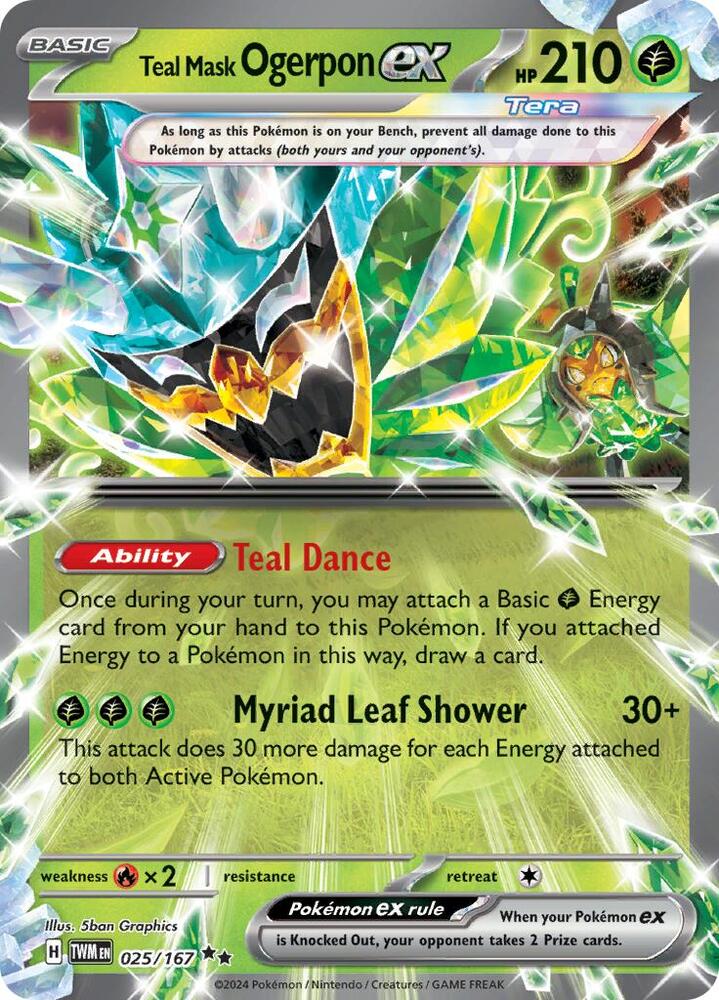 Teal Mask Ogerpon ex 025 167 025/167 (SV06: Twilight Masquerade)  - Holofoil