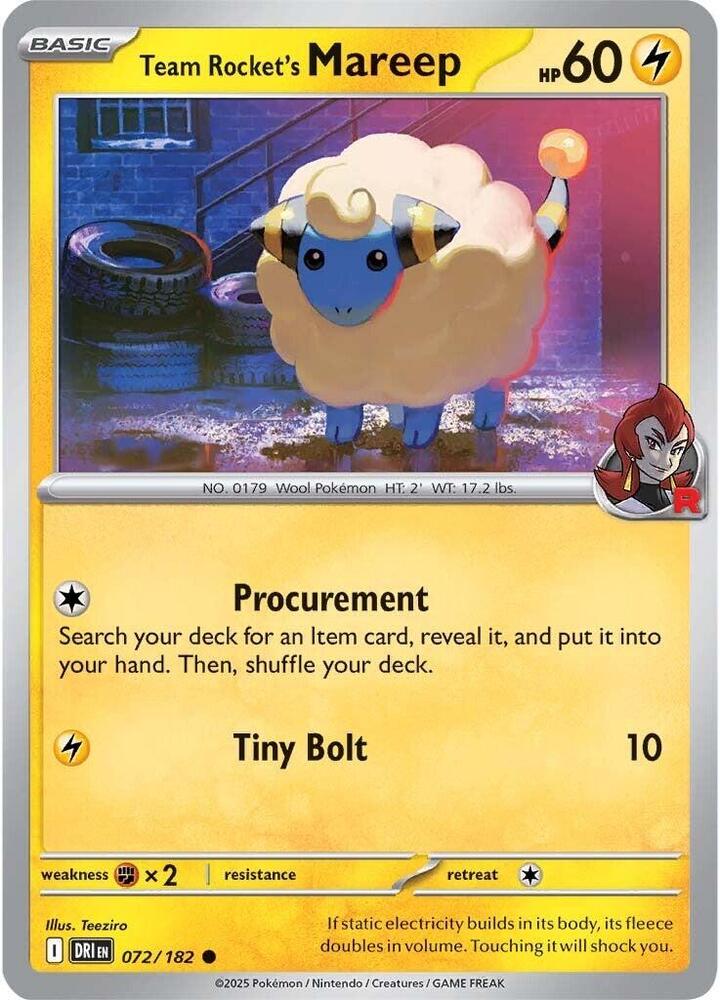 Team Rockets Mareep 072/182 (SV10: Destined Rivals) 