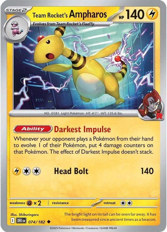 Team Rocket's Ampharos 074/182 (SV10: Destined Rivals) 