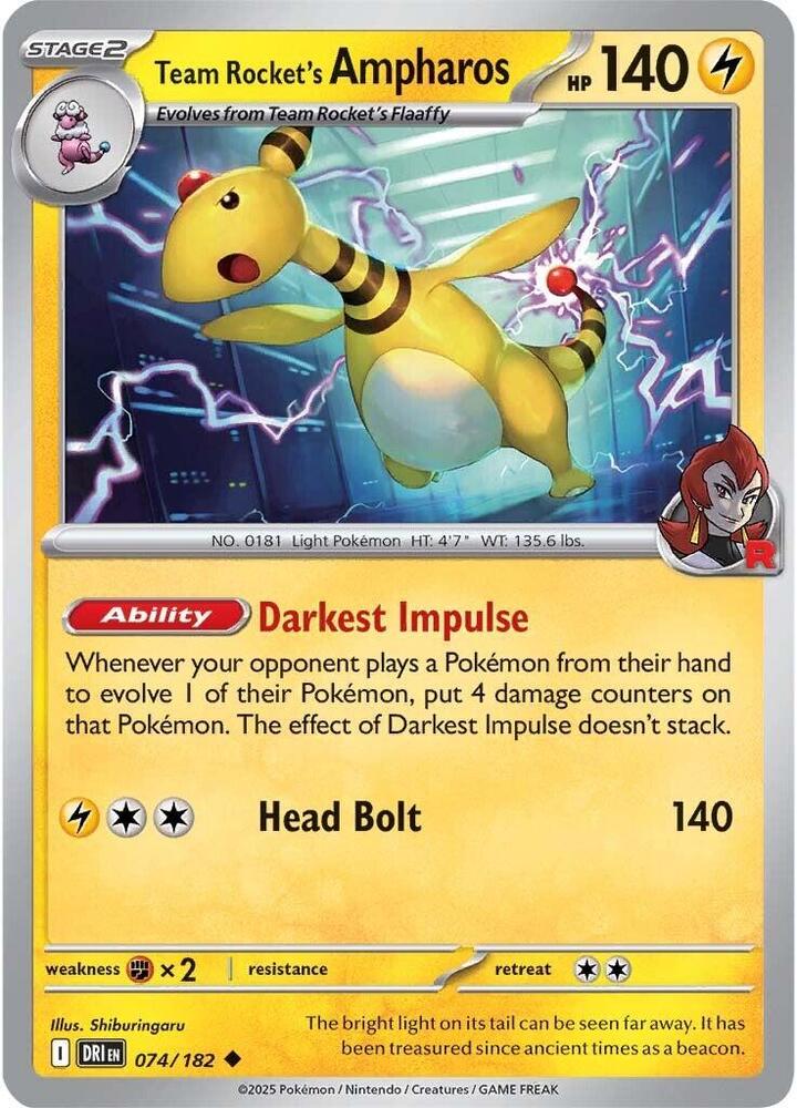 Team Rocket's Ampharos 074/182 (SV10: Destined Rivals) 