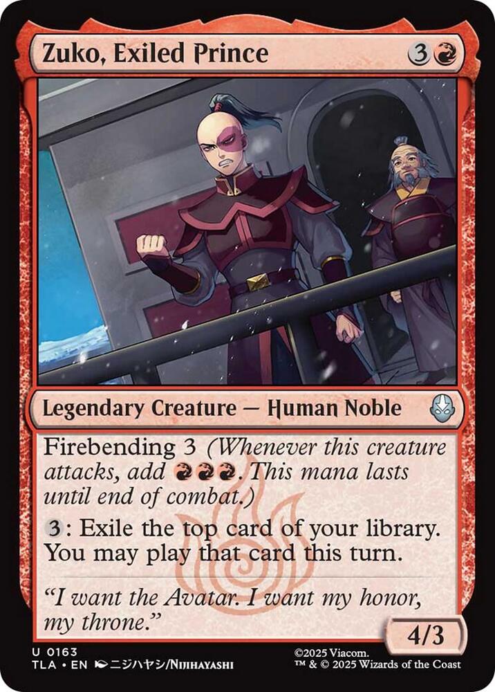 Zuko, Exiled Prince 163/286 (Avatar: The Last Airbender)  - Foil