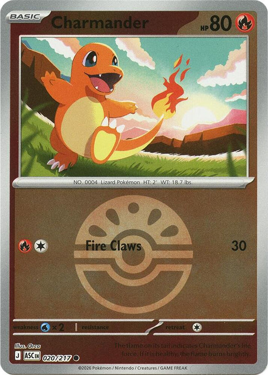 Charmander Friend Ball 020/217 (ME: Ascended Heroes)  - Friend Ball Holofoil