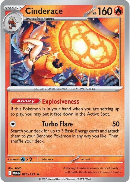 Cinderace 028/132 (ME01: Mega Evolution)  - Holofoil