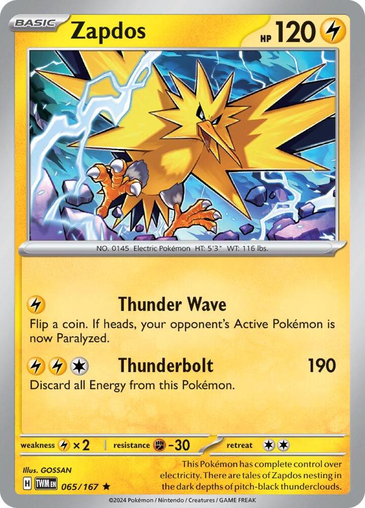 Zapdos 065/167 (SV06: Twilight Masquerade)  - Holofoil