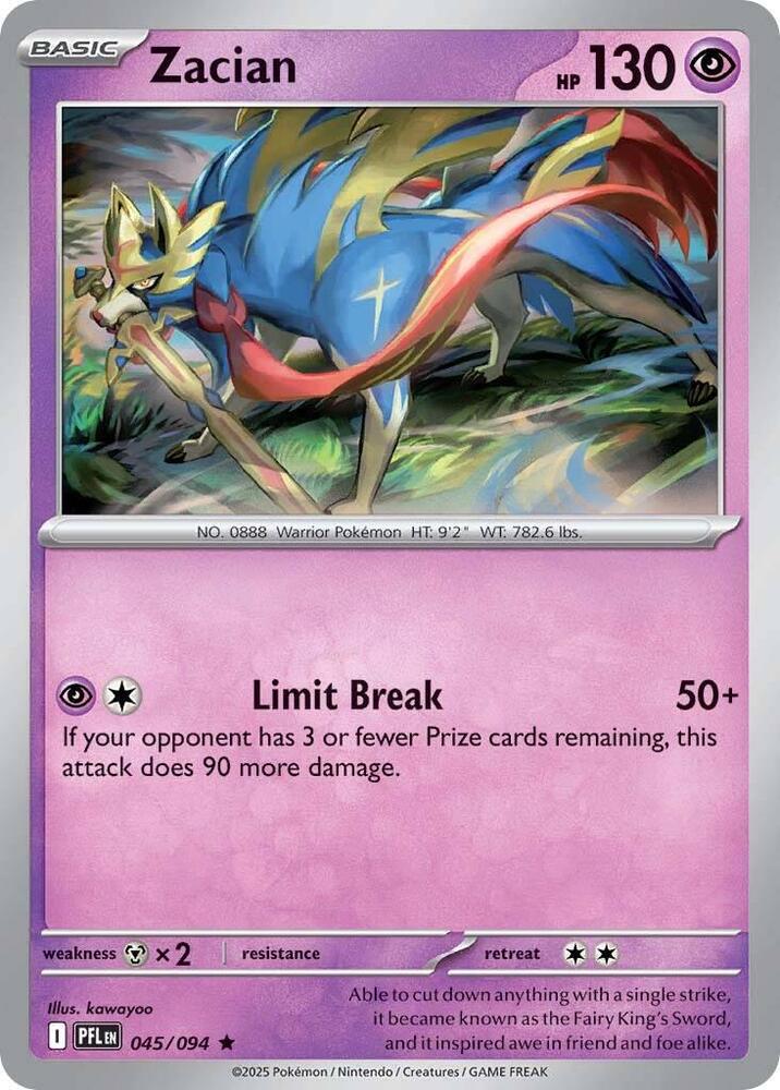 Zacian 045/094 (ME02: Phantasmal Flames)  - Holofoil