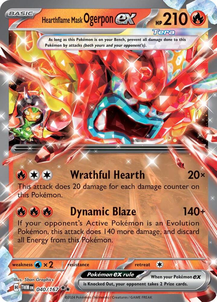 Hearthflame Mask Ogerpon ex 040/167 (SV06: Twilight Masquerade)  - Holofoil
