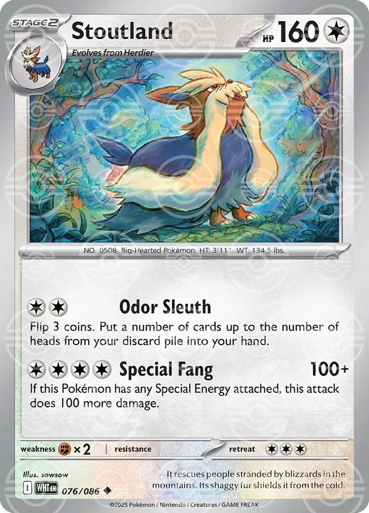 Stoutland 076/086 (SV: White Flare)  - Poke Ball Holofoil