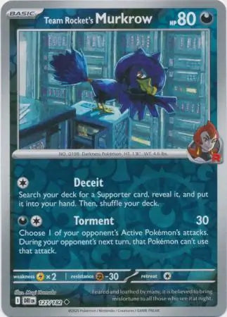 Team Rocket's Murkrow 127/182 (SV10: Destined Rivals)  - Reverse Holofoil