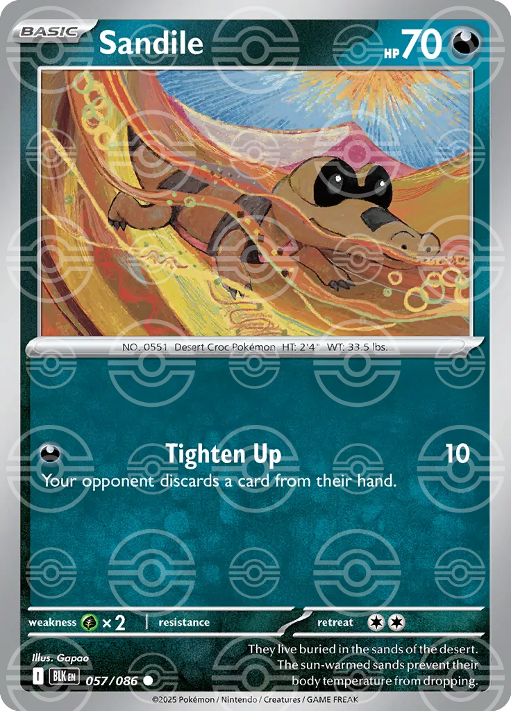 Sandile 057/086 (SV: Black Bolt)  - Poke Ball Holofoil