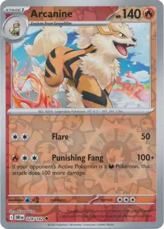 Arcanine 028/182 (SV10: Destined Rivals)  - Reverse Holofoil
