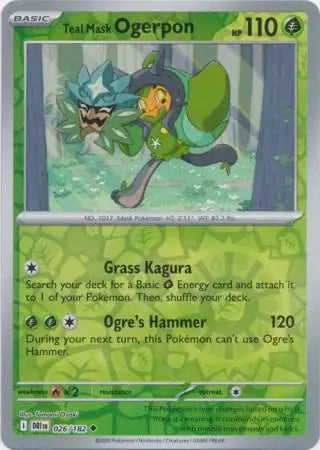 Teal Mask Ogerpon 026/182 (SV10: Destined Rivals)  - Reverse Holofoil