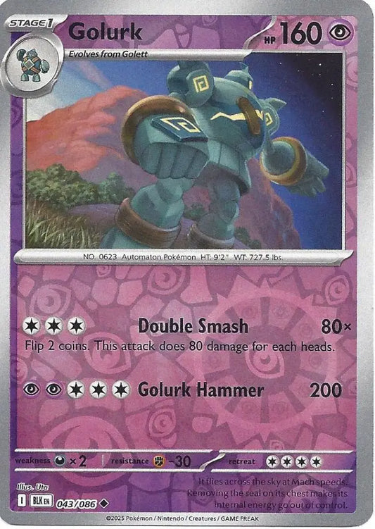 Golurk 043/086 (SV: Black Bolt)  - Reverse Holofoil