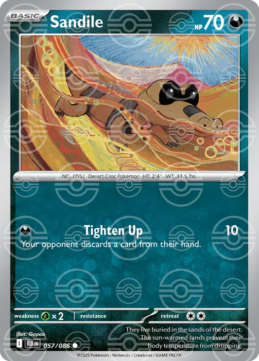 Sandile 057/086 (SV: Black Bolt)  - Poke Ball Holofoil