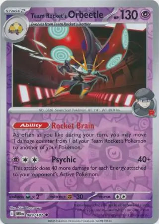 Team Rocket's Orbeetle 089/182 (SV10: Destined Rivals)  - Reverse Holofoil