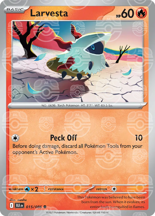 Larvesta 015/086 (SV: Black Bolt)  - Master Ball Holofoil