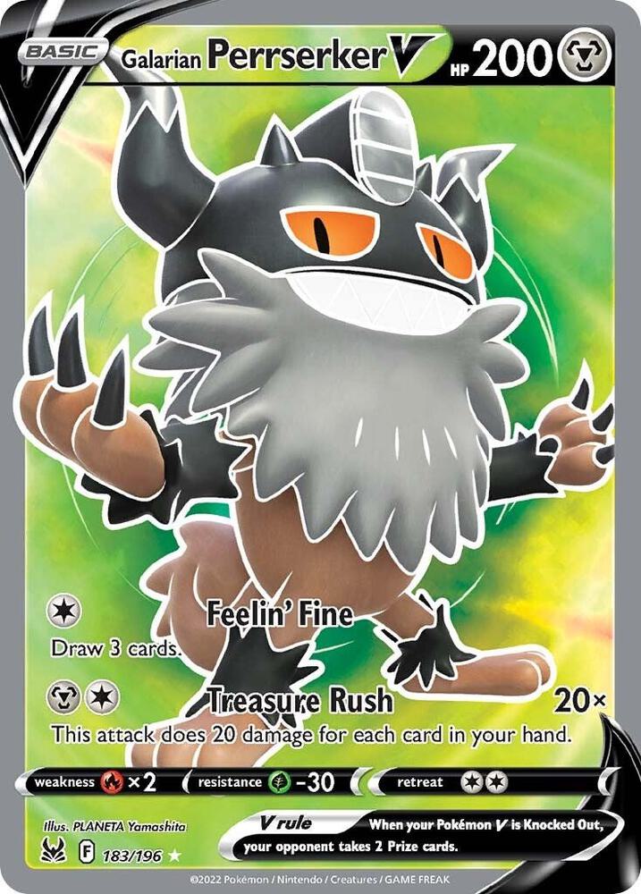 Galarian Perrserker V Full Art 183/196 (SWSH11: Lost Origin)  - Holofoil