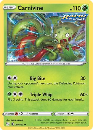 Carnivine 009/163  SWSH05 Battle Styles - Uncommon