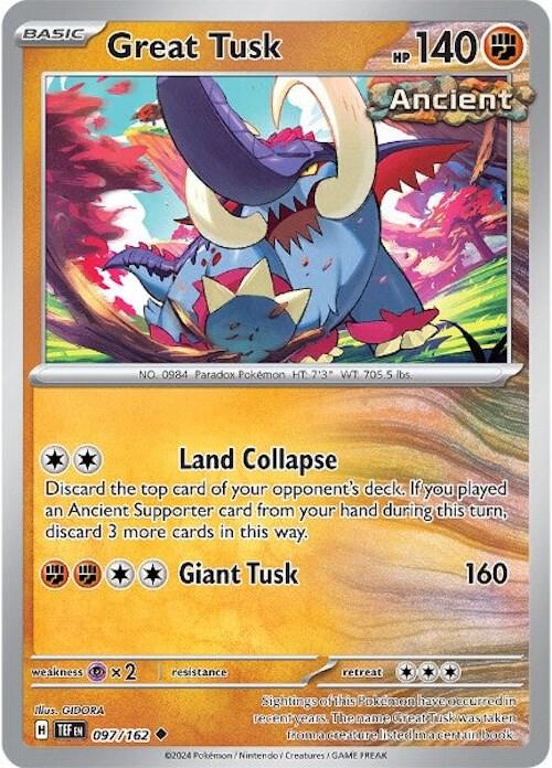Great Tusk 097/162 (SV05: Temporal Forces)  - Reverse Holofoil